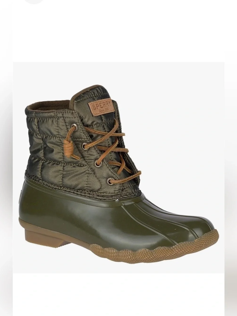 NWT Sperry Saltwater All-Weather Rain Boots Dark Olive Quilted - 8.5